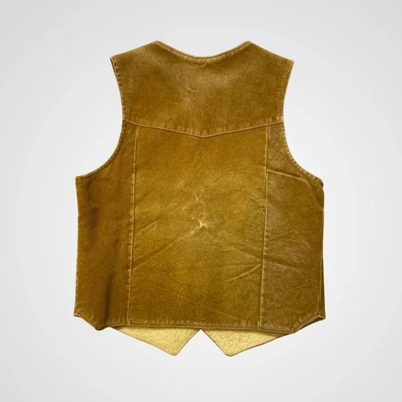 Vintage Goo-Kay Tan Leather Western Vest Sherpa Lined Snap Front Mens Medium - Picture 5 of 7